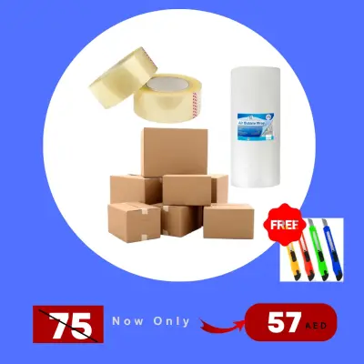 Packaging Combo Offer –Carton Boxes, Tape, and Bubble Wrap